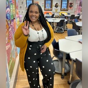 New York & Company Black and White Polka Dot Wide Leg Pants